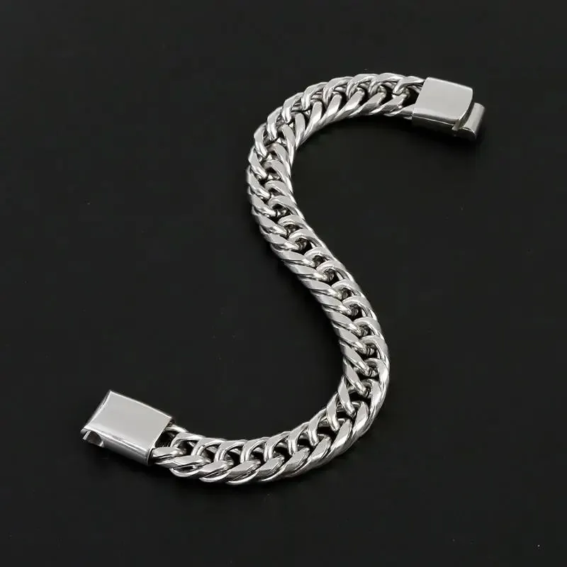 Fashion Stainless Steel Chain Bracelets Hip Hop Cuban Chains Waterproof Male Jewelry Punk Men Accessories On Hand Band