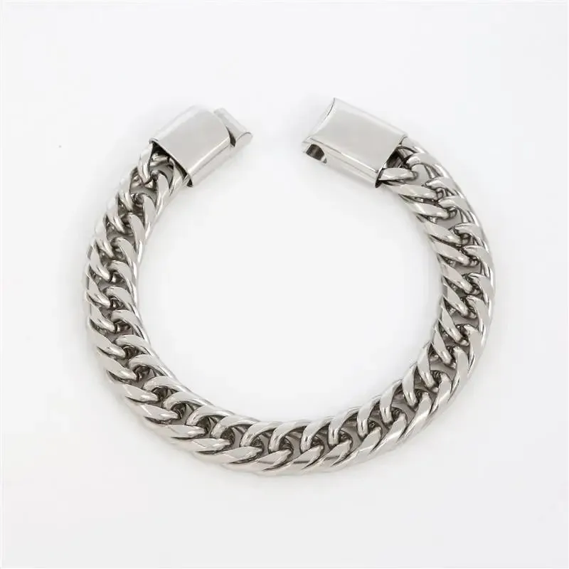 Fashion Stainless Steel Chain Bracelets Hip Hop Cuban Chains Waterproof Male Jewelry Punk Men Accessories On Hand Band