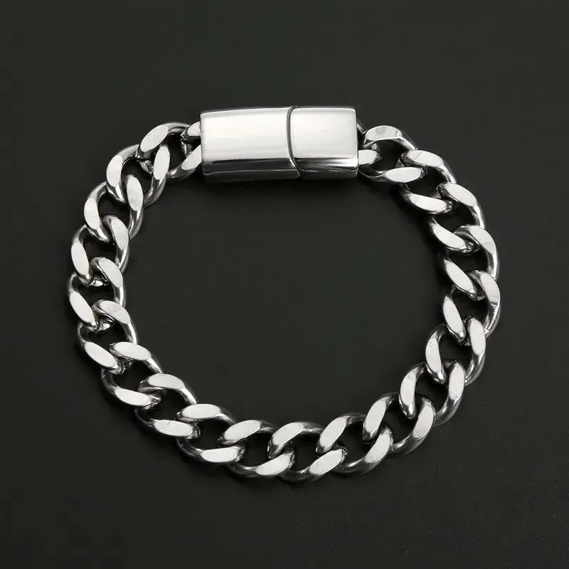 Fashion Stainless Steel Chain Bracelets Hip Hop Cuban Chains Waterproof Male Jewelry Punk Men Accessories On Hand Band