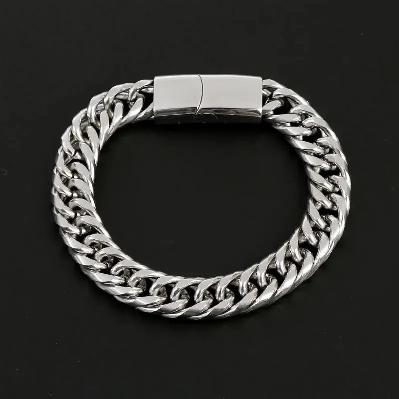 Fashion Stainless Steel Chain Bracelets Hip Hop Cuban Chains Waterproof Male Jewelry Punk Men Accessories On Hand Band