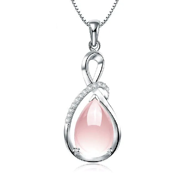 Female charm Water drop pink/purple necklaces pendants jewellery chains crystal women fine jewelry Pendant with stone