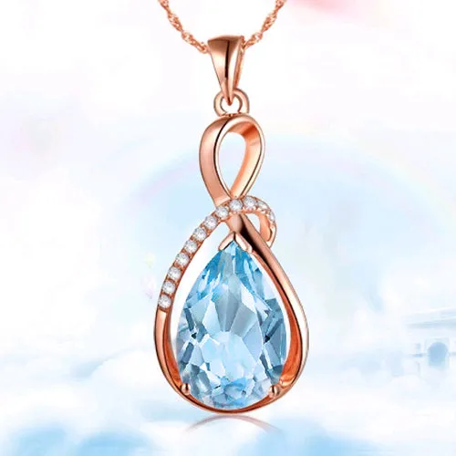 Female charm Water drop pink/purple necklaces pendants jewellery chains crystal women fine jewelry Pendant with stone