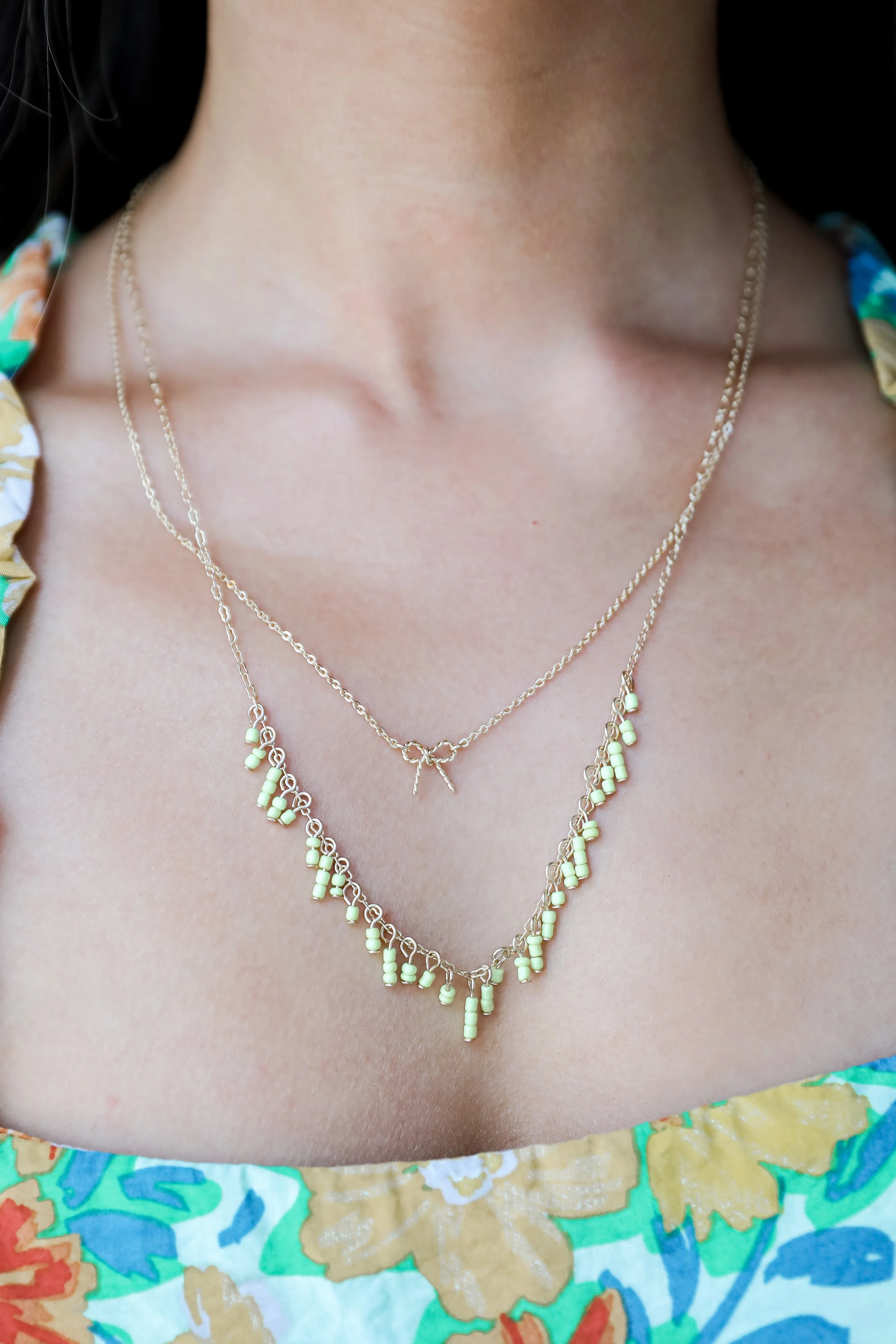 FINAL SALE - Sadie Yellow Beaded Layered Necklace