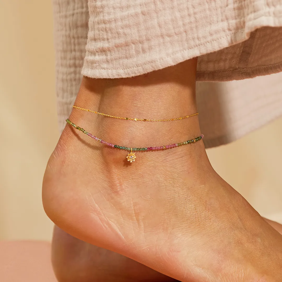 First Step Tourmaline Lotus Anklet