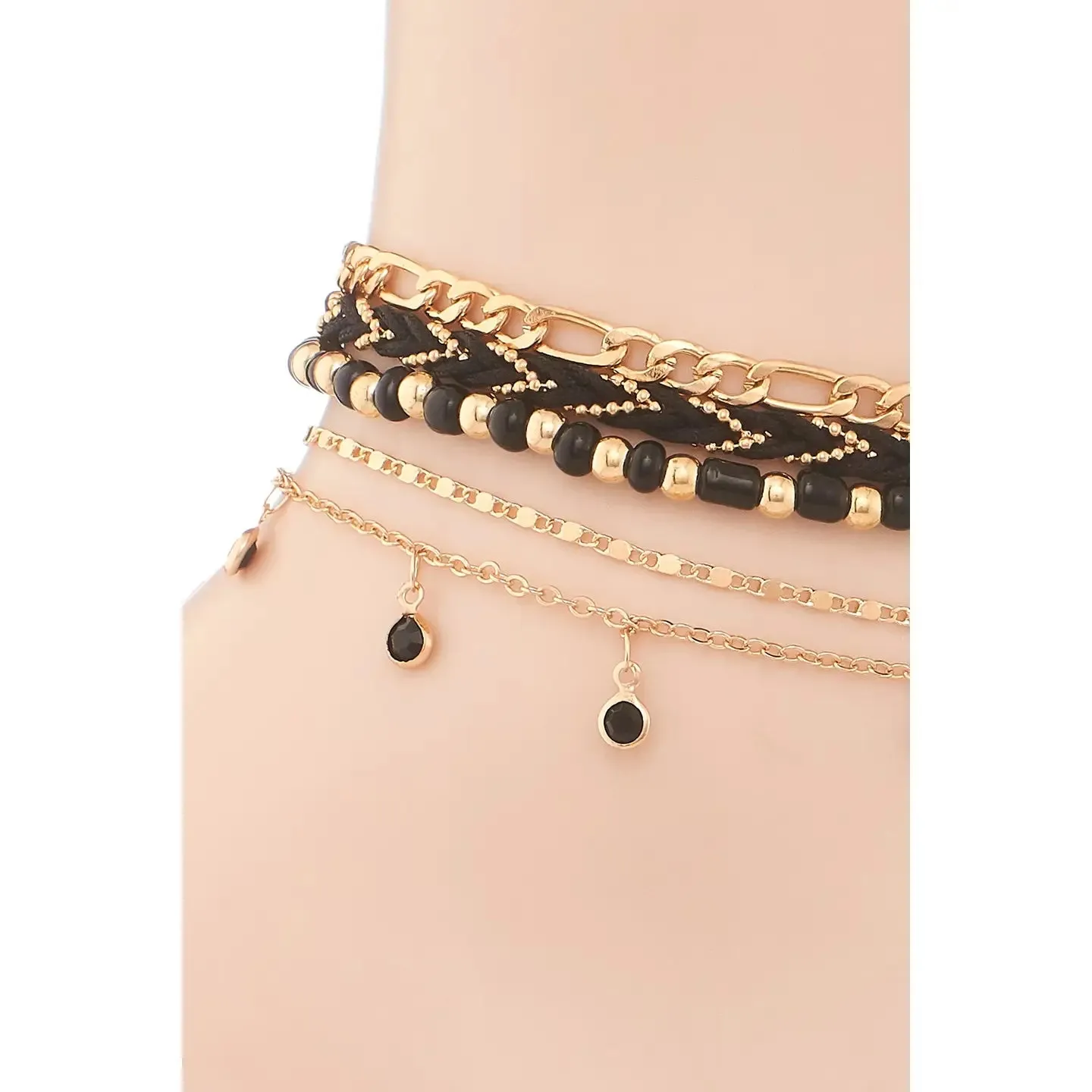 Five Layer Bead   Chain Anklet