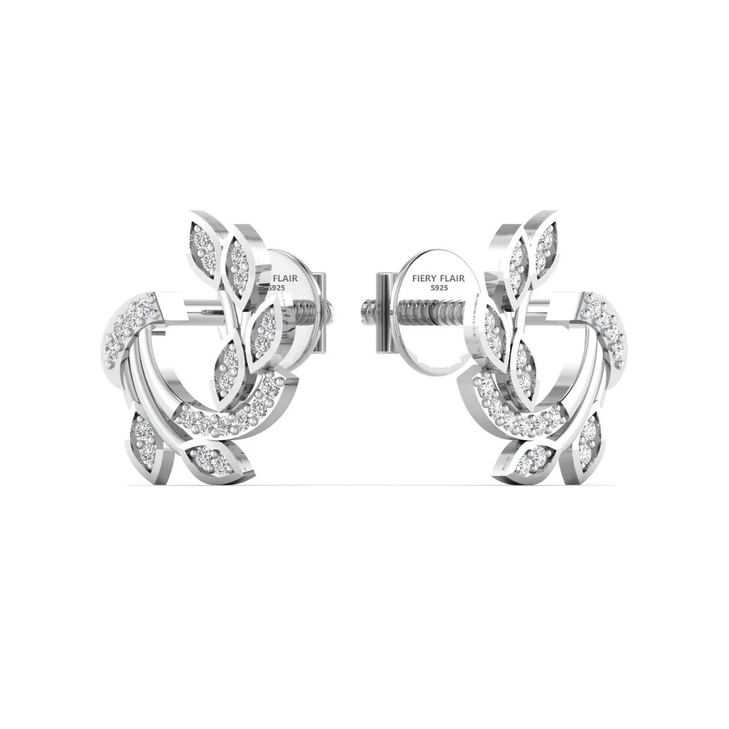 Floral Design Silver Stud Earrings