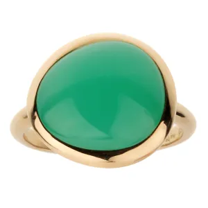 Fred of Paris 7ct Chrysoprase Cabochon Yellow Gold Cocktail Ring Size 7 1/2