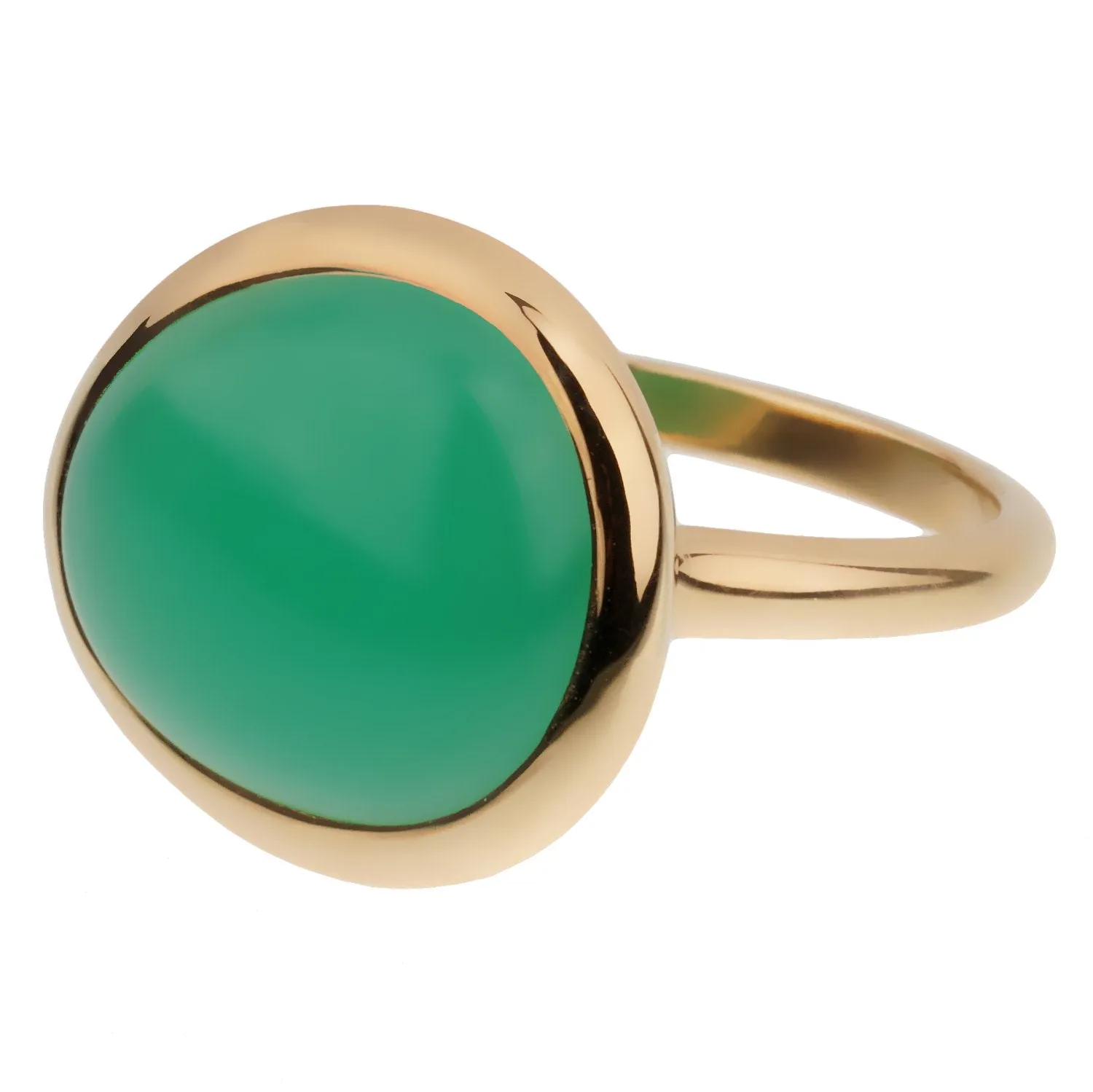 Fred of Paris 7ct Chrysoprase Cabochon Yellow Gold Cocktail Ring Size 7 1/2