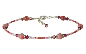 Fuchsia Pink Jade Beaded Anklet