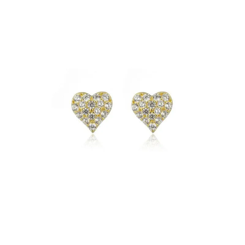 Georgini Sweetheart Sparkly Heart Studs - Gold