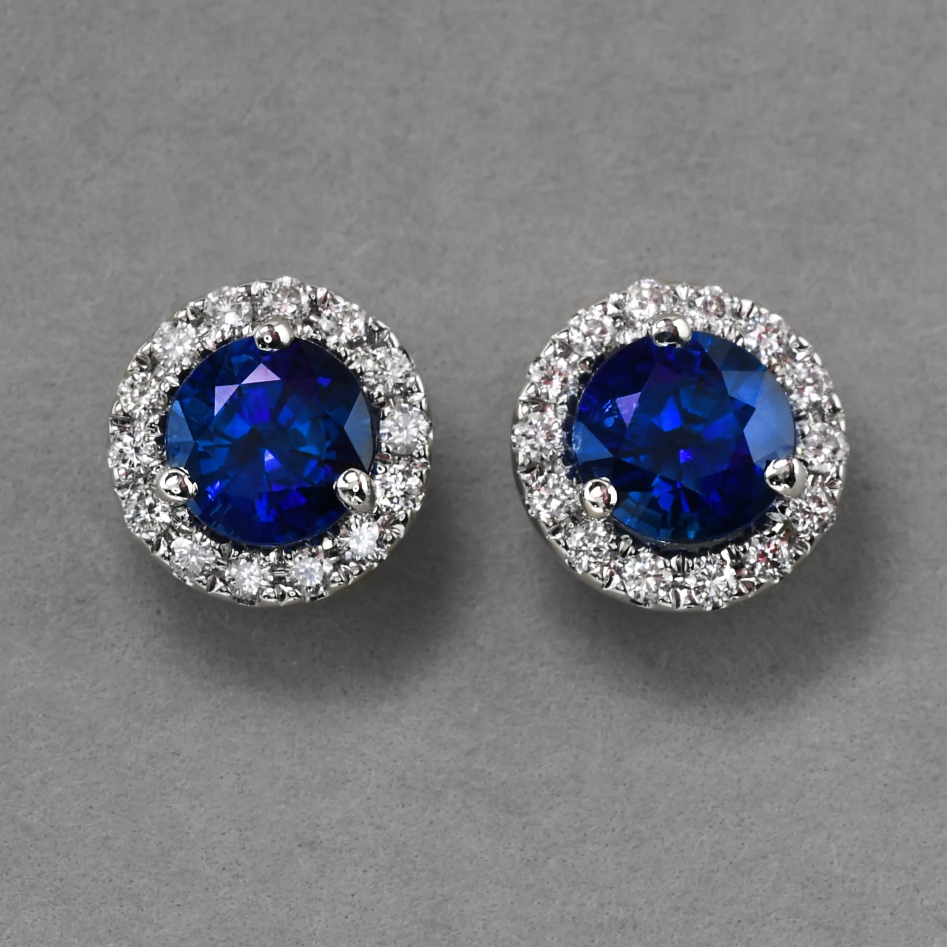 Glamorous Sapphire Halo Studs