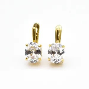 Gold Diamond Earrings - Sparkly Bridal Earrings - Classic Gold Studs