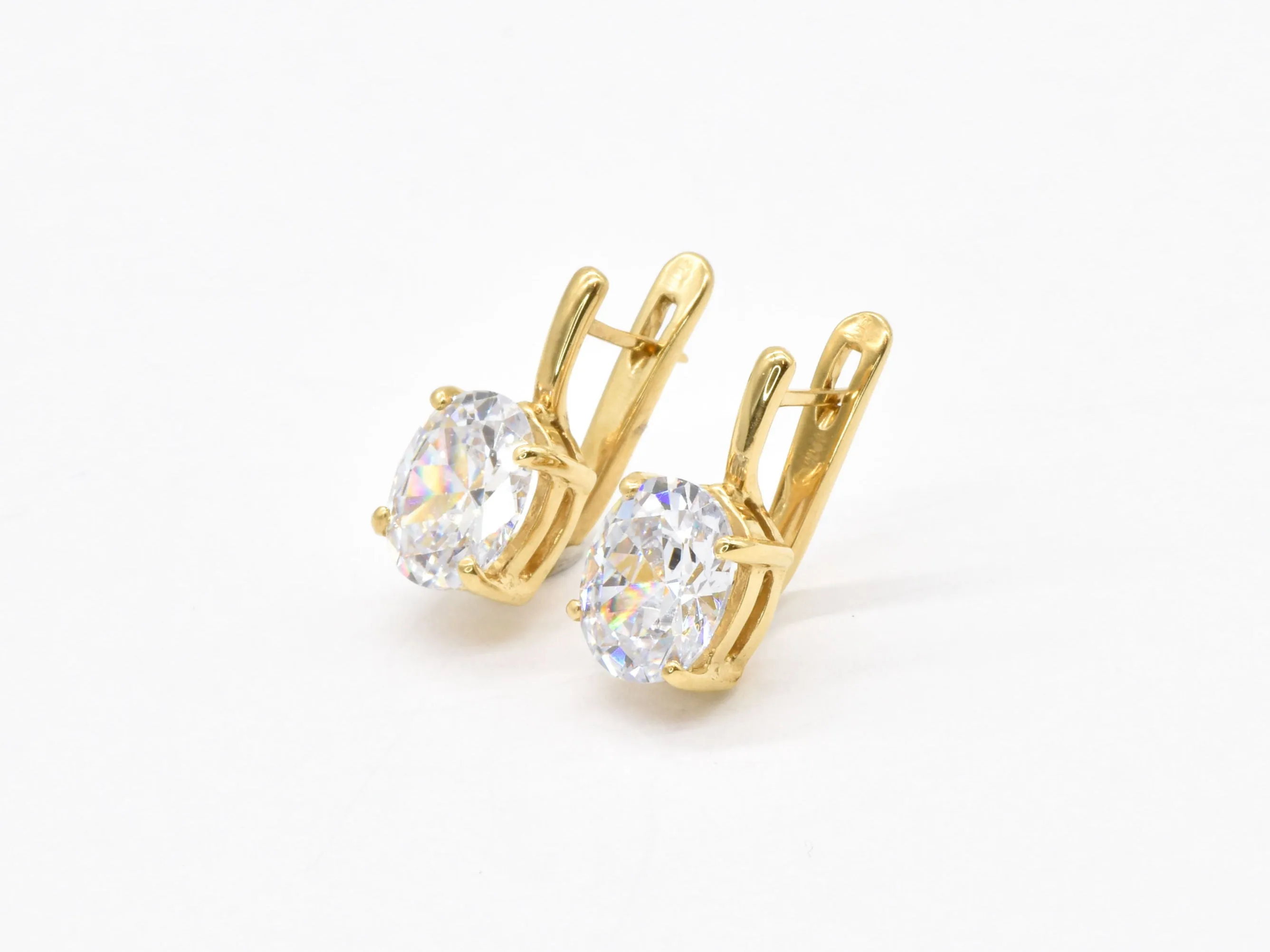 Gold Diamond Earrings - Sparkly Bridal Earrings - Classic Gold Studs