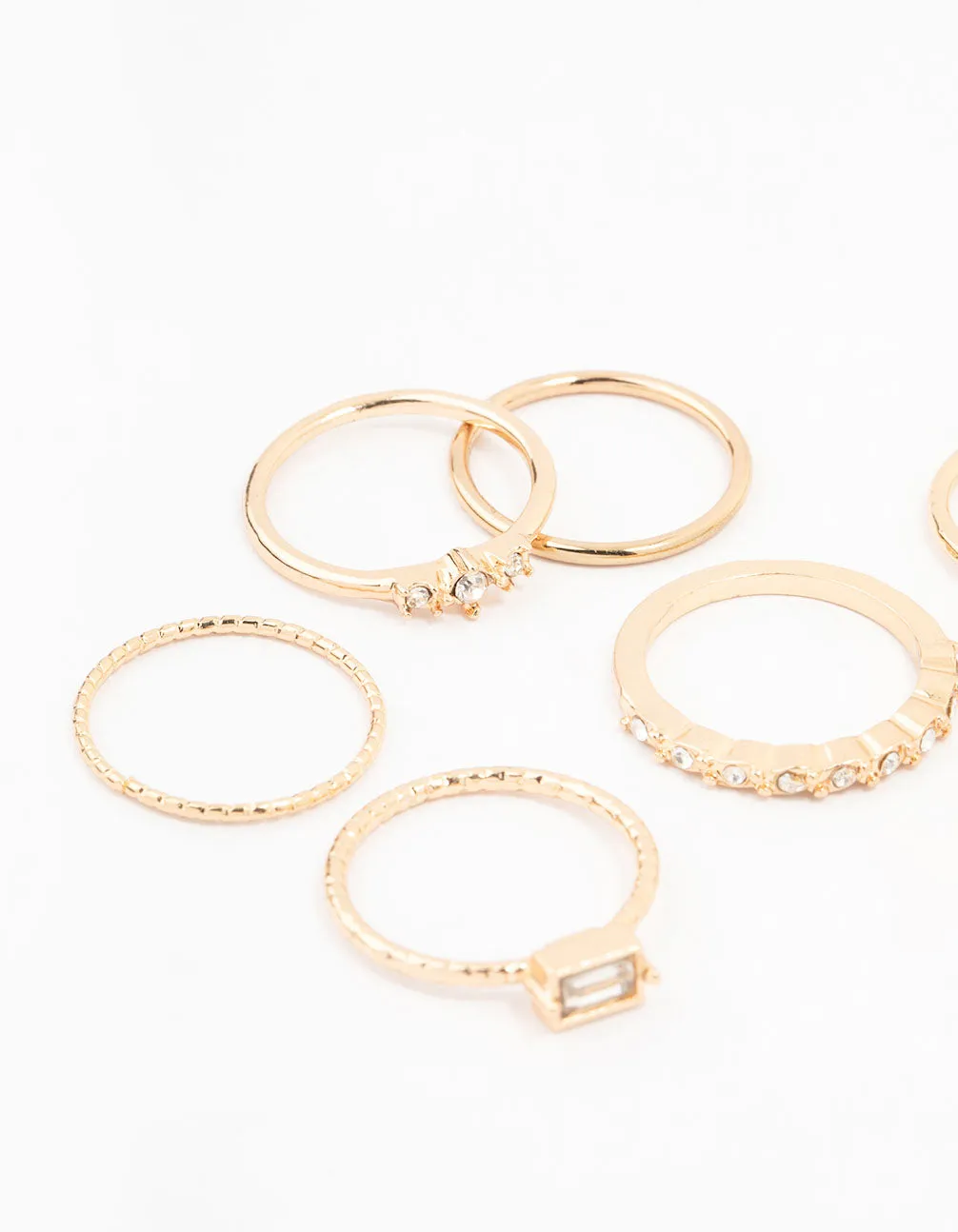 Gold Fine Diamante Ring Pack 8 x 3