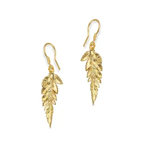 Gold-Plated Real Fern Leaf Earrings - Handmade Nature-Inspired Jewelry