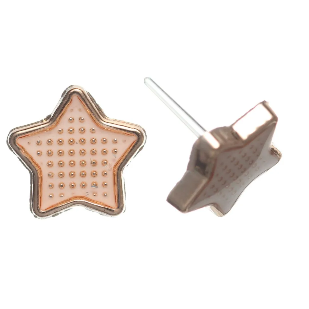 Gold Rimmed Pin Star Studs Hypoallergenic Earrings for Sensitive Ears Made with Plastic Posts