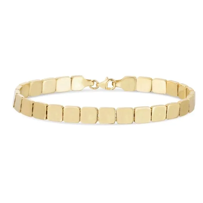 Gold Rounded Square Link Chain Bracelet