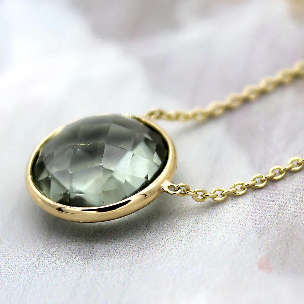 Green Amethyst Minimalist Pendant Necklace