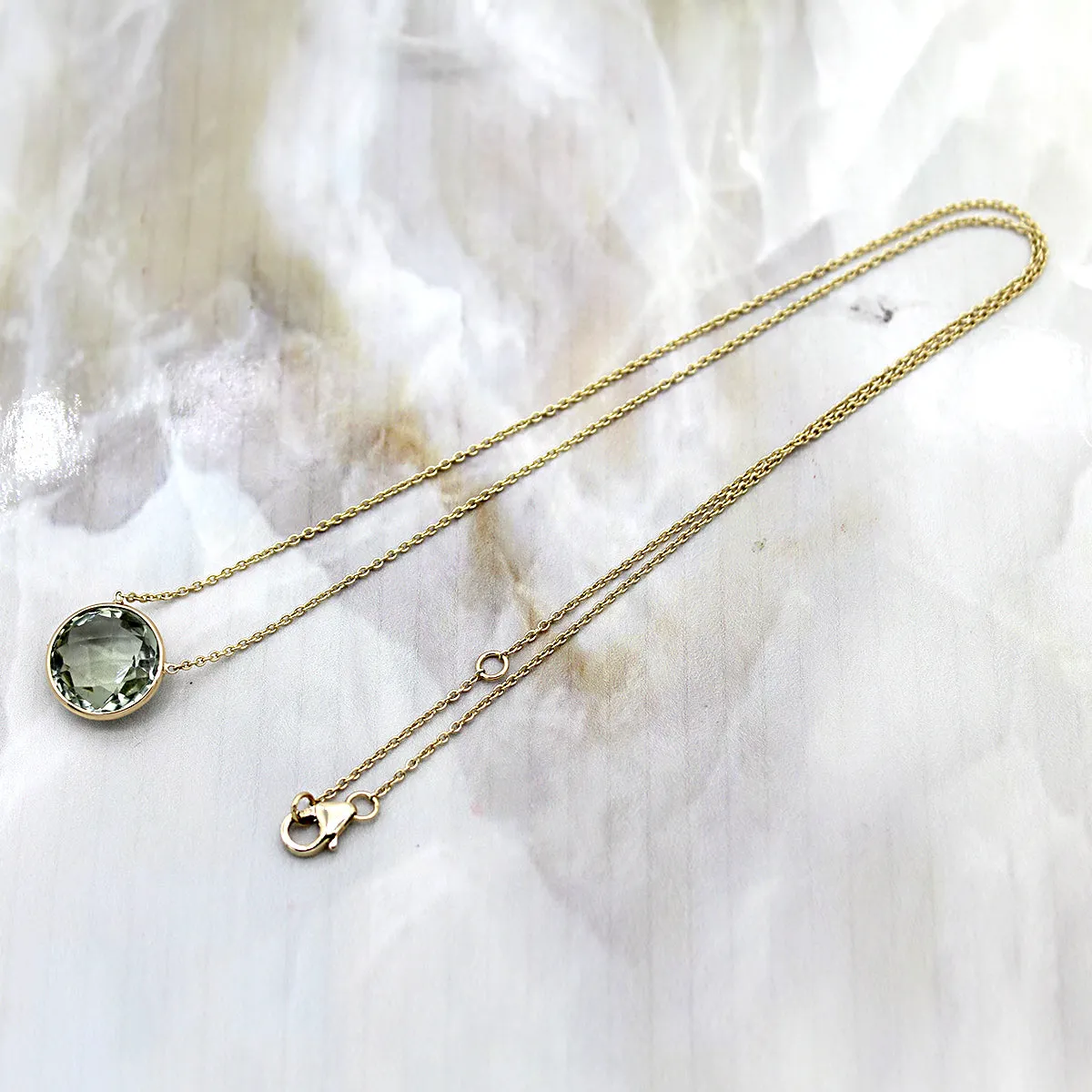 Green Amethyst Minimalist Pendant Necklace