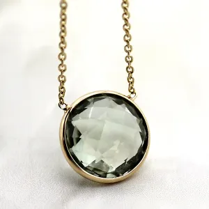 Green Amethyst Minimalist Pendant Necklace