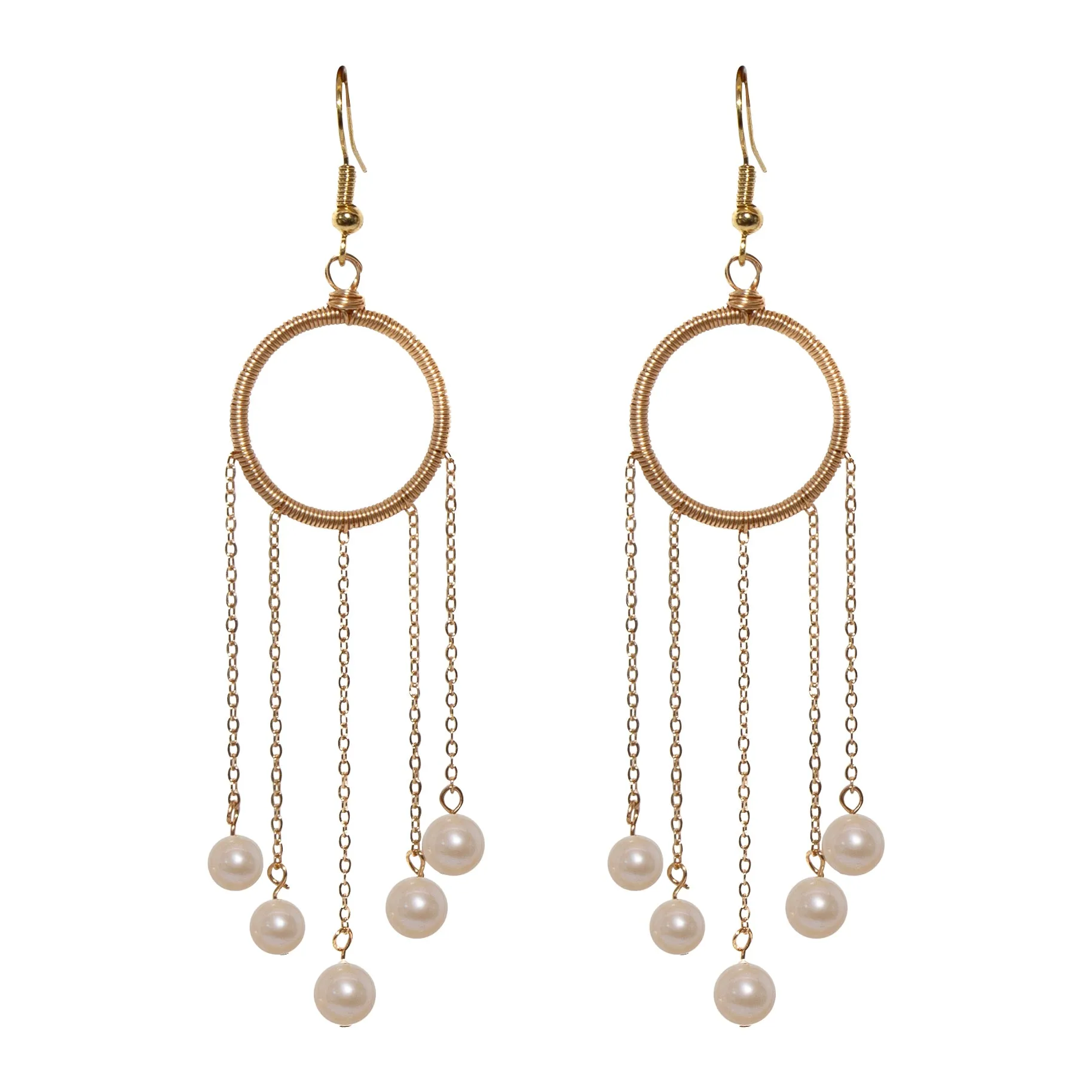 Hoop Cascade Pearl Earrings