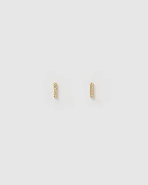 Izoa Alphabet Mini Letter I Stud Earrings Gold