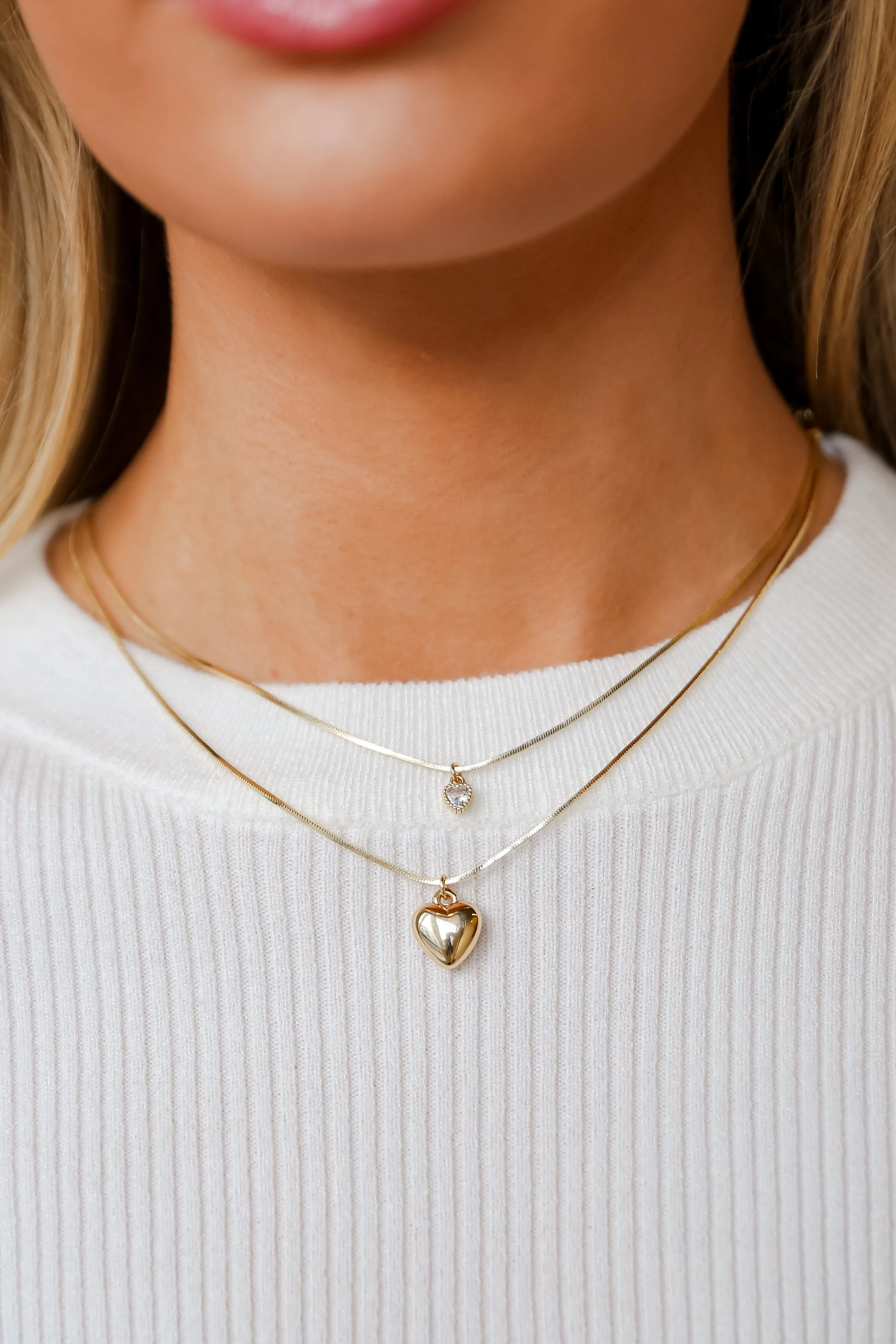 Kinsley Gold Heart Layered Chain Necklace