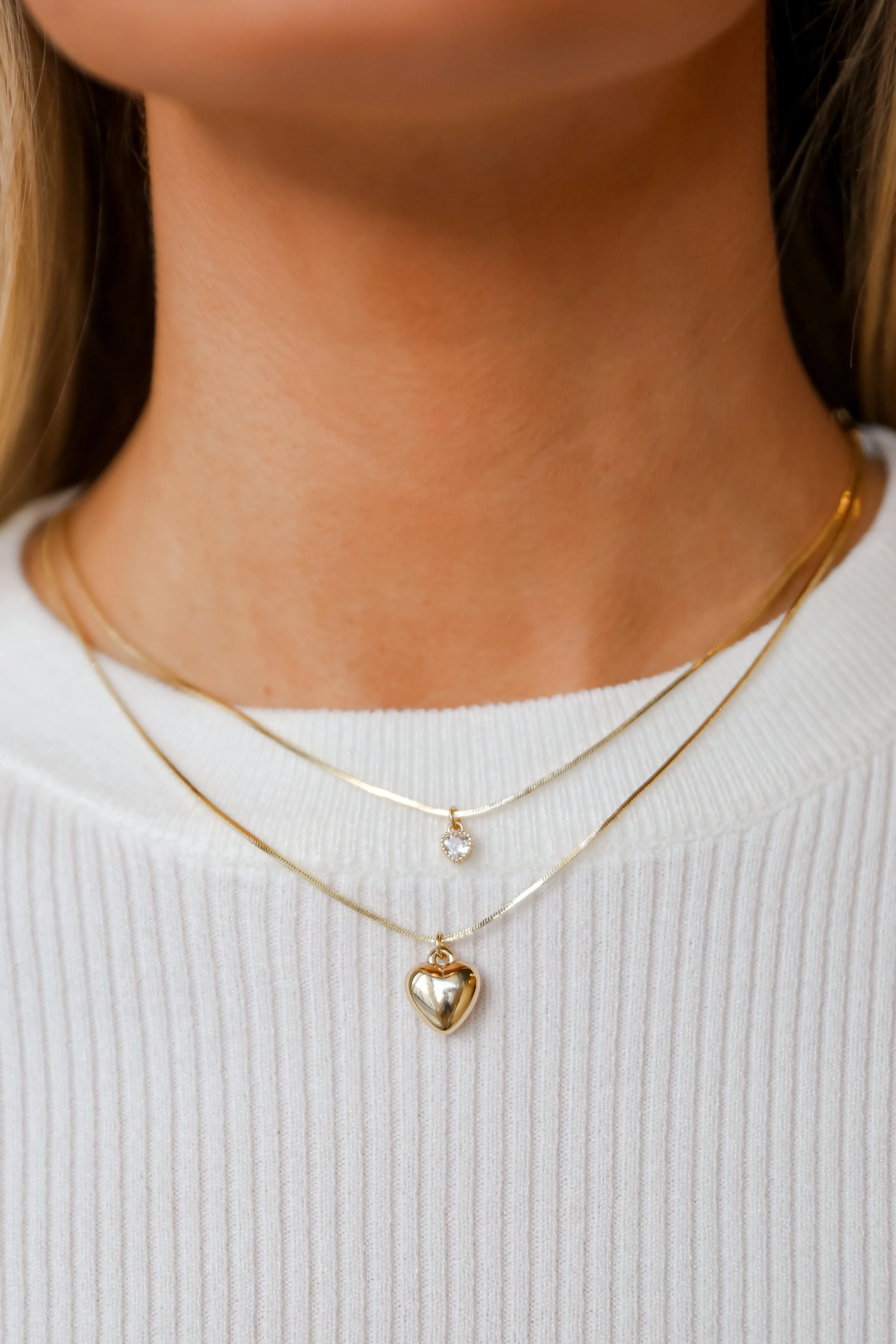 Kinsley Gold Heart Layered Chain Necklace