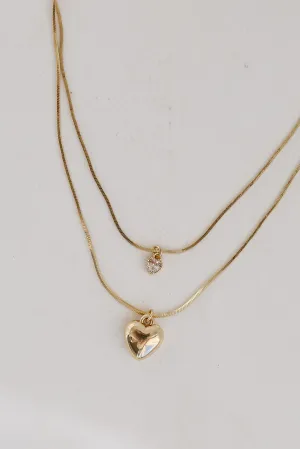 Kinsley Gold Heart Layered Chain Necklace