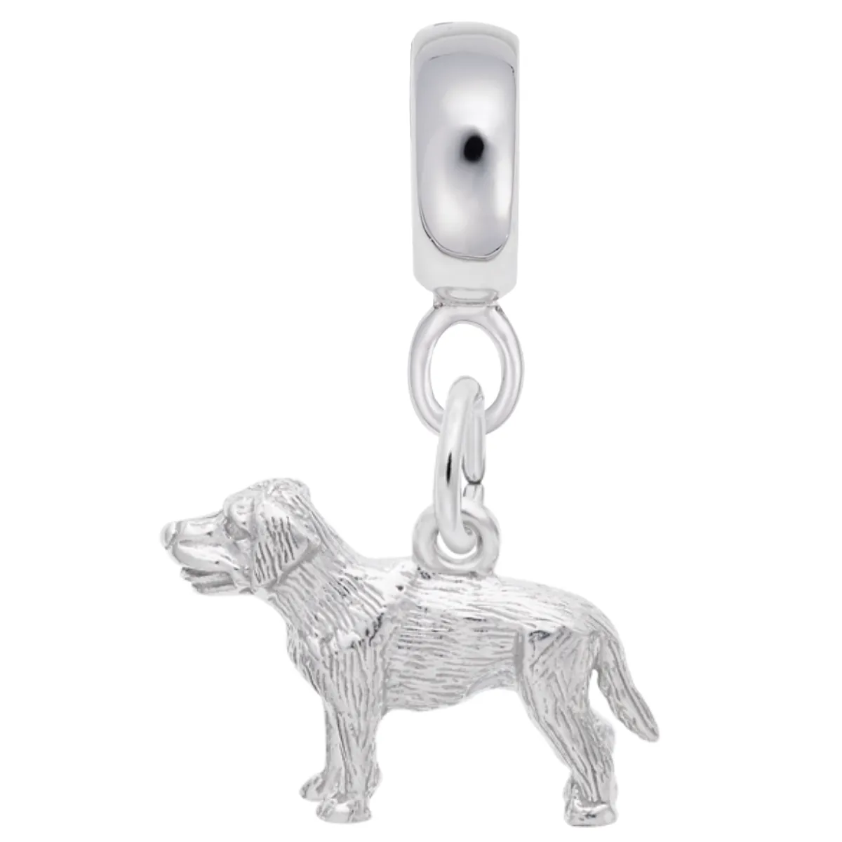 Labrador Dog Charm Dangle Bead In Sterling Silver