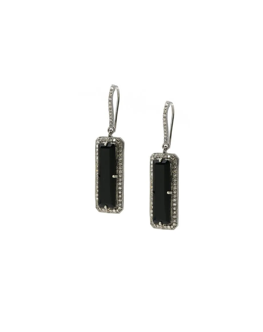 Landa Slab Earrings: Black Onyx