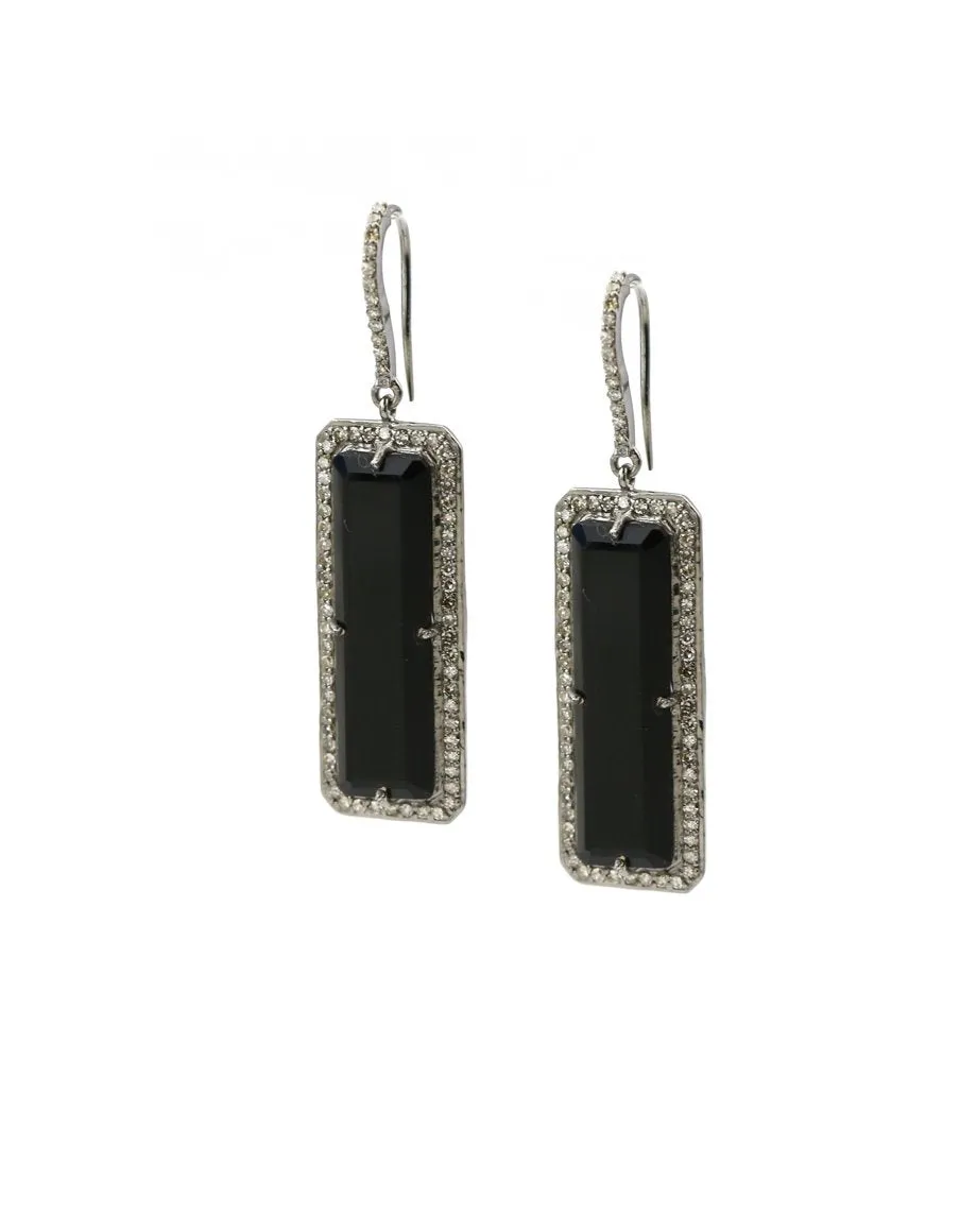 Landa Slab Earrings: Black Onyx