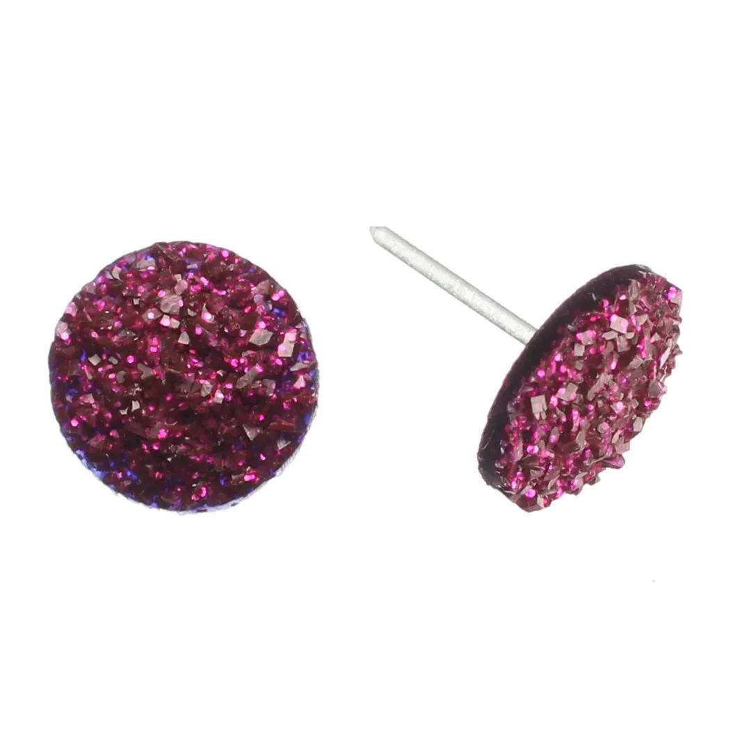 Large Faux Druzy Studs Hypoallergenic Earrings for Sensitive Ears Made with Plastic Posts