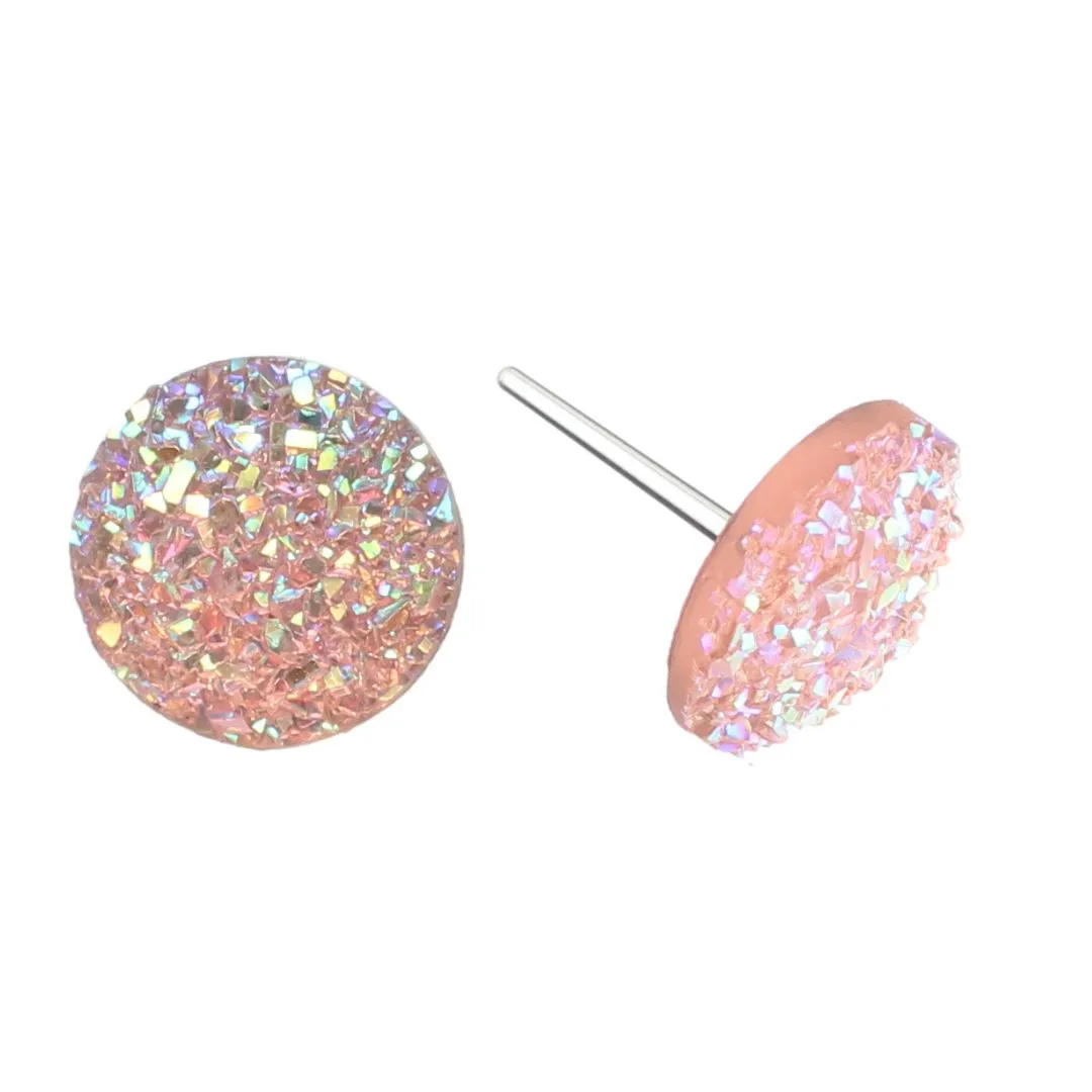 Large Faux Druzy Studs Hypoallergenic Earrings for Sensitive Ears Made with Plastic Posts