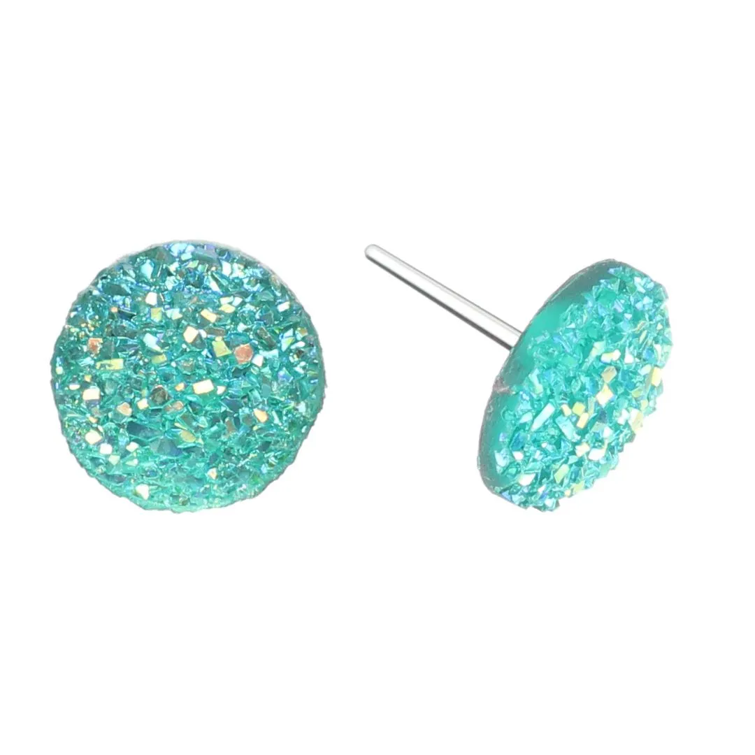 Large Faux Druzy Studs Hypoallergenic Earrings for Sensitive Ears Made with Plastic Posts