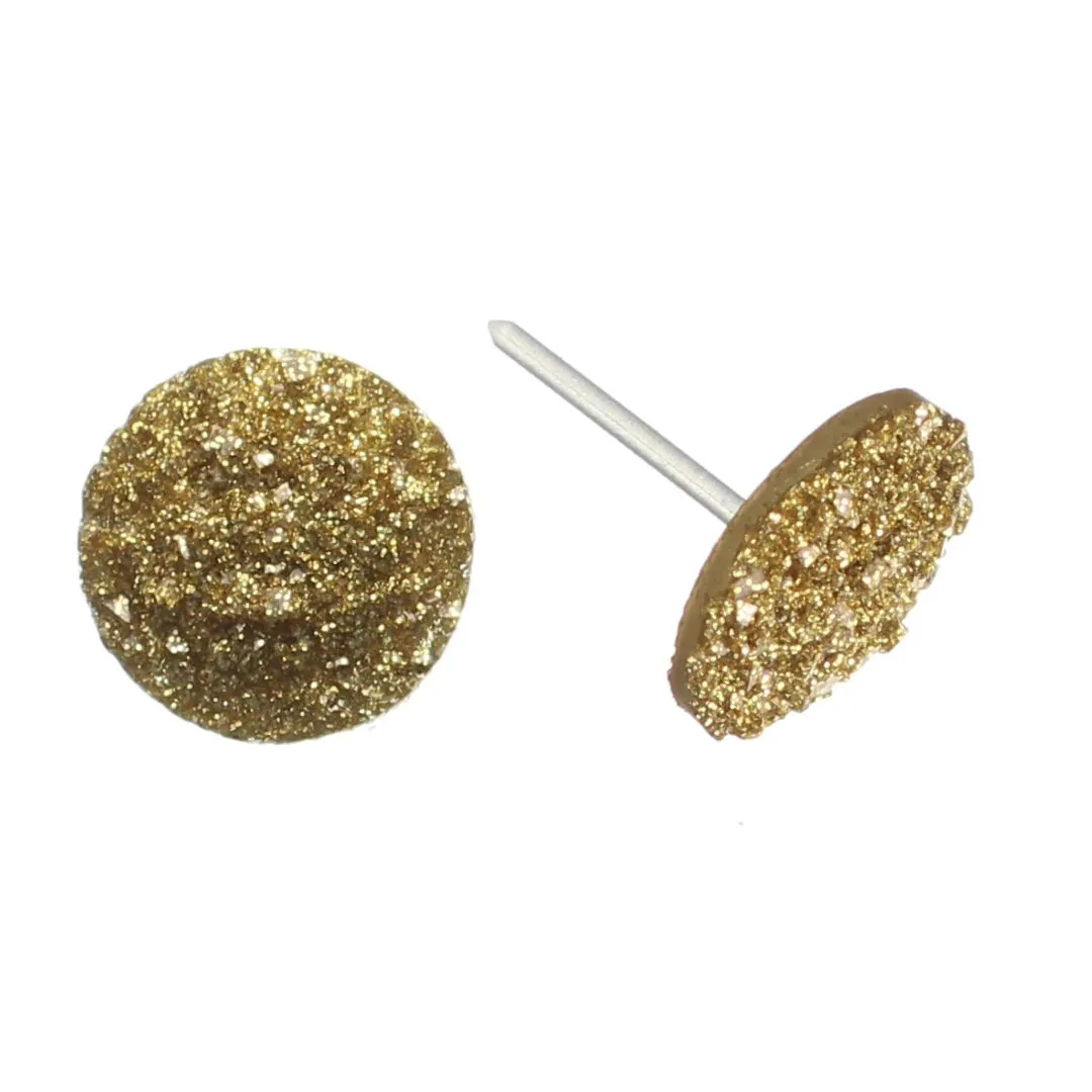 Large Faux Druzy Studs Hypoallergenic Earrings for Sensitive Ears Made with Plastic Posts