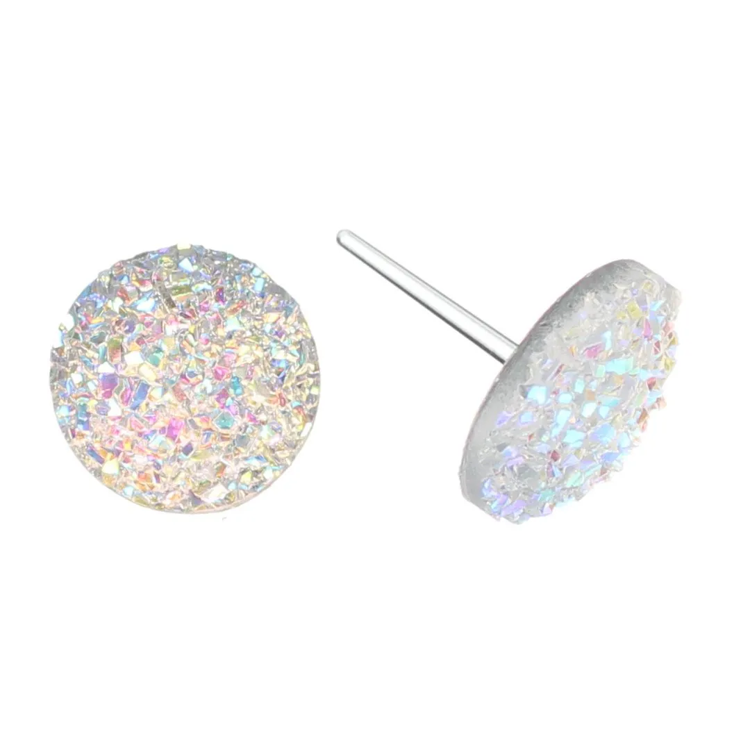 Large Faux Druzy Studs Hypoallergenic Earrings for Sensitive Ears Made with Plastic Posts