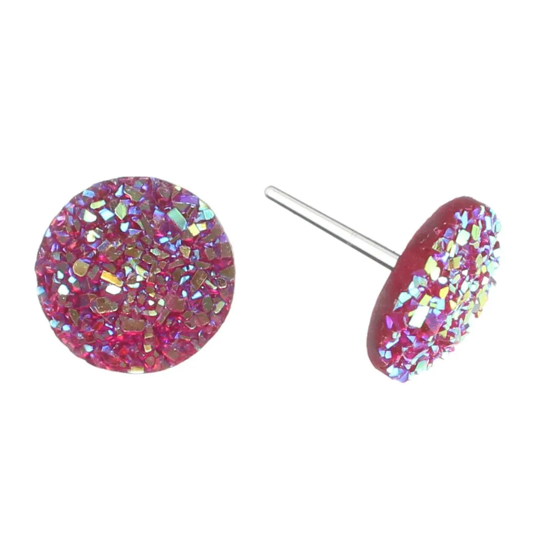 Large Faux Druzy Studs Hypoallergenic Earrings for Sensitive Ears Made with Plastic Posts