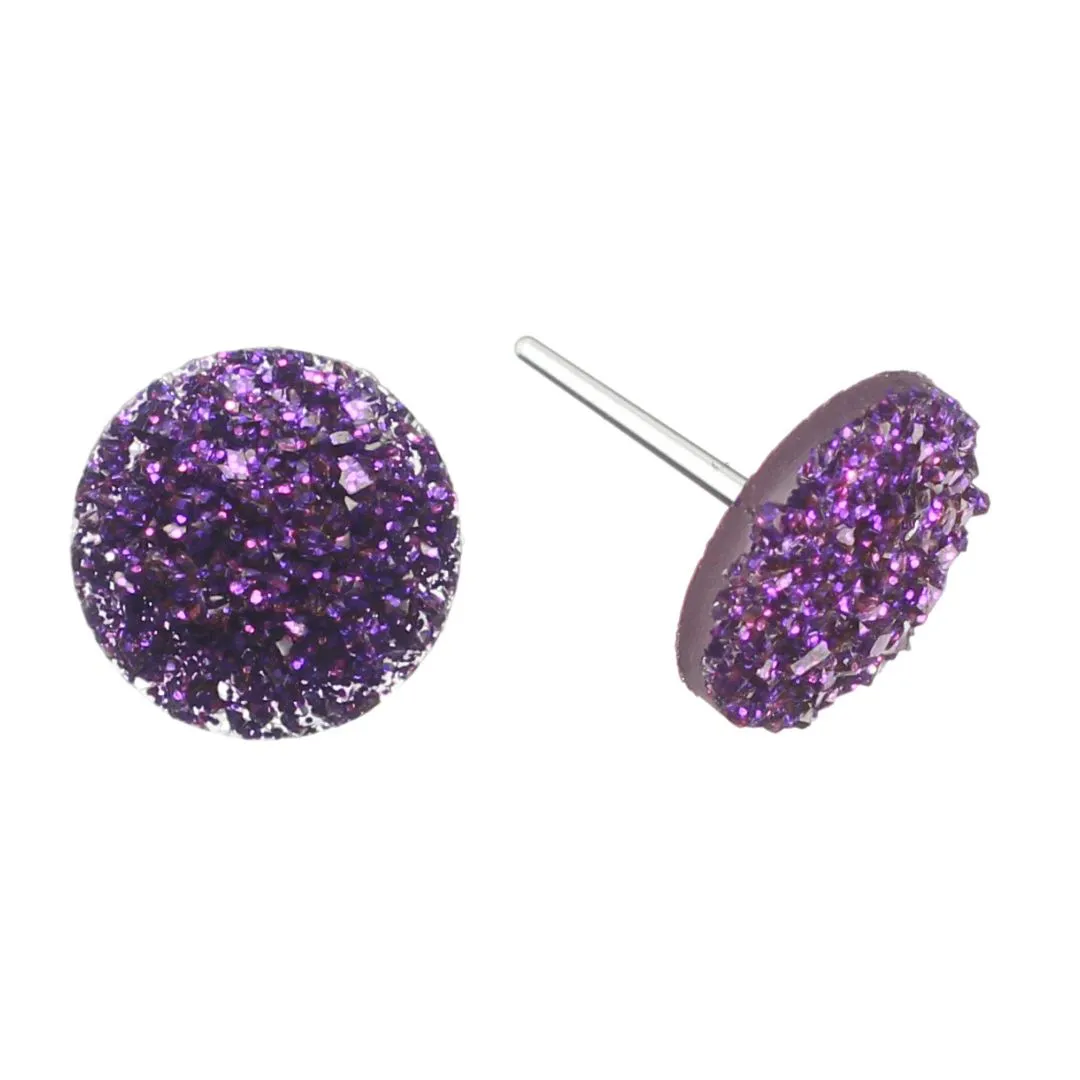 Large Faux Druzy Studs Hypoallergenic Earrings for Sensitive Ears Made with Plastic Posts