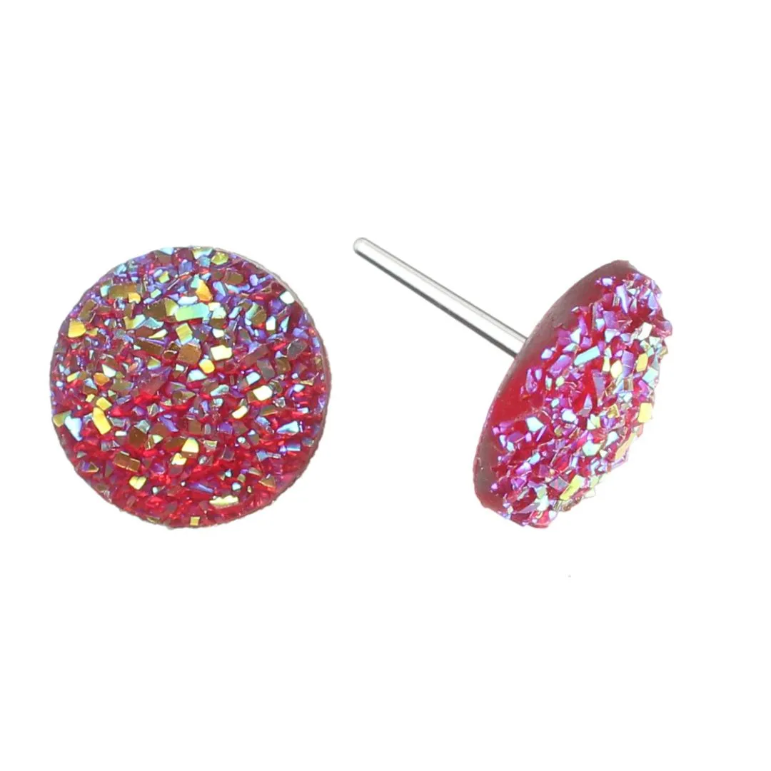 Large Faux Druzy Studs Hypoallergenic Earrings for Sensitive Ears Made with Plastic Posts