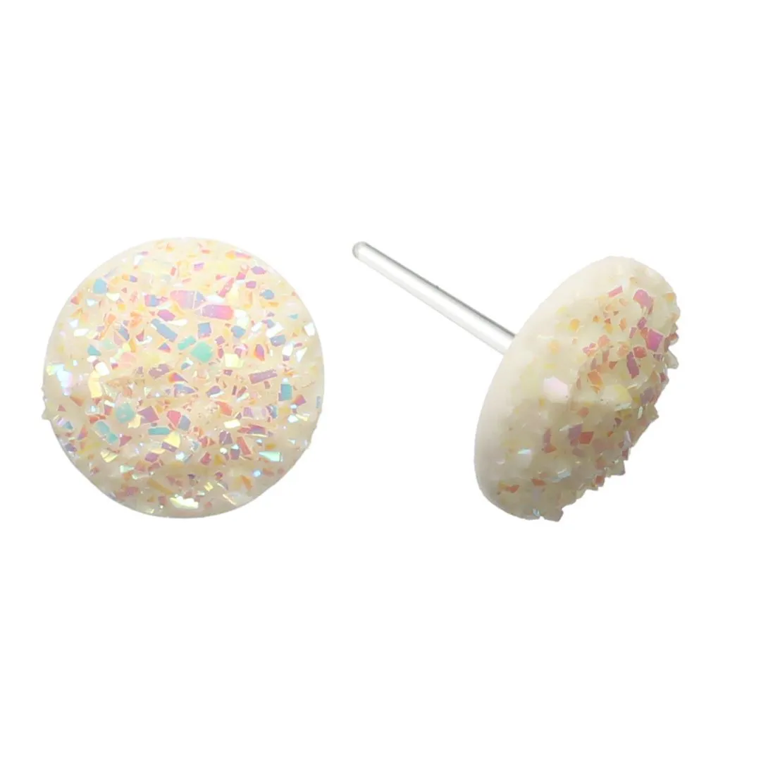 Large Faux Druzy Studs Hypoallergenic Earrings for Sensitive Ears Made with Plastic Posts