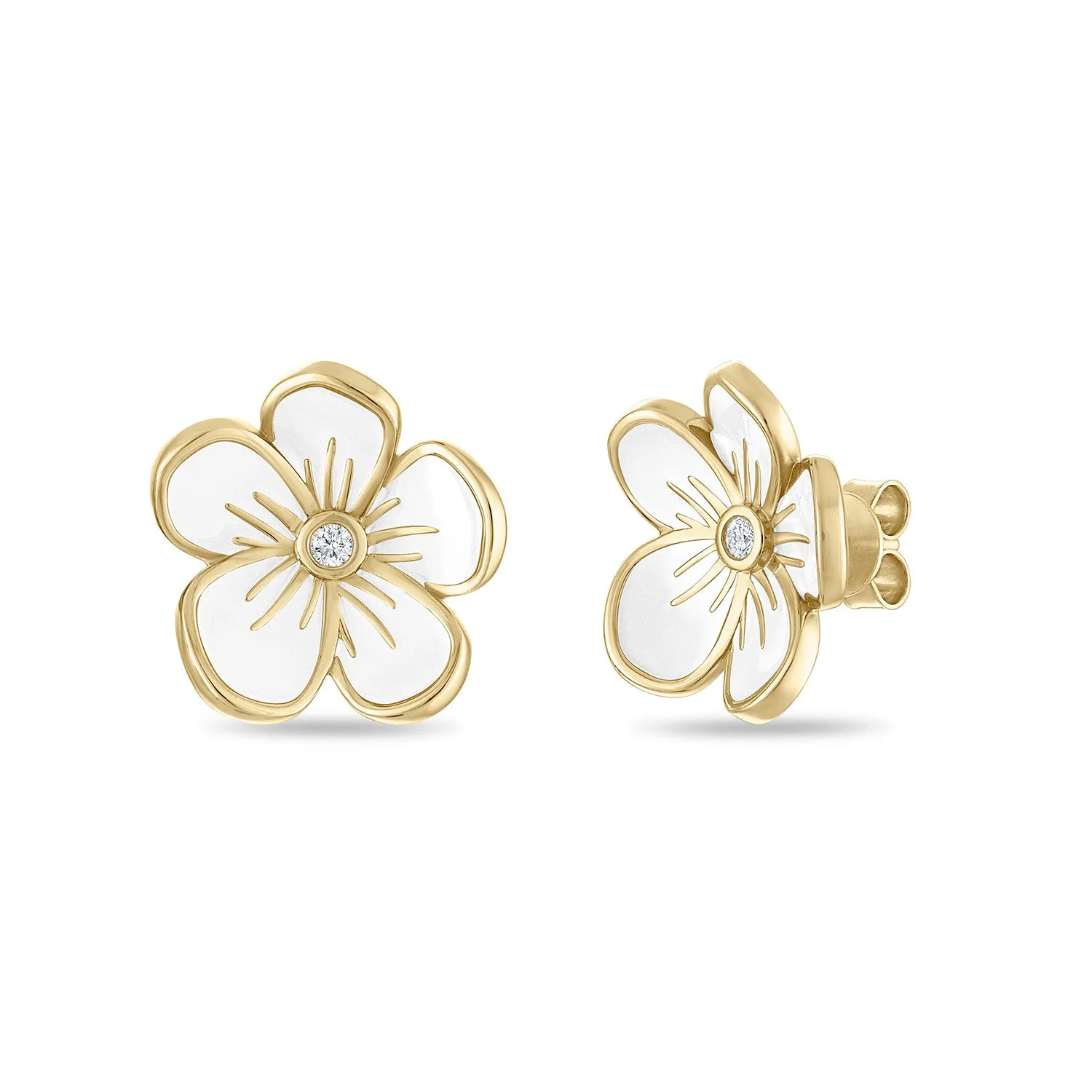 Large Florette Studs in White