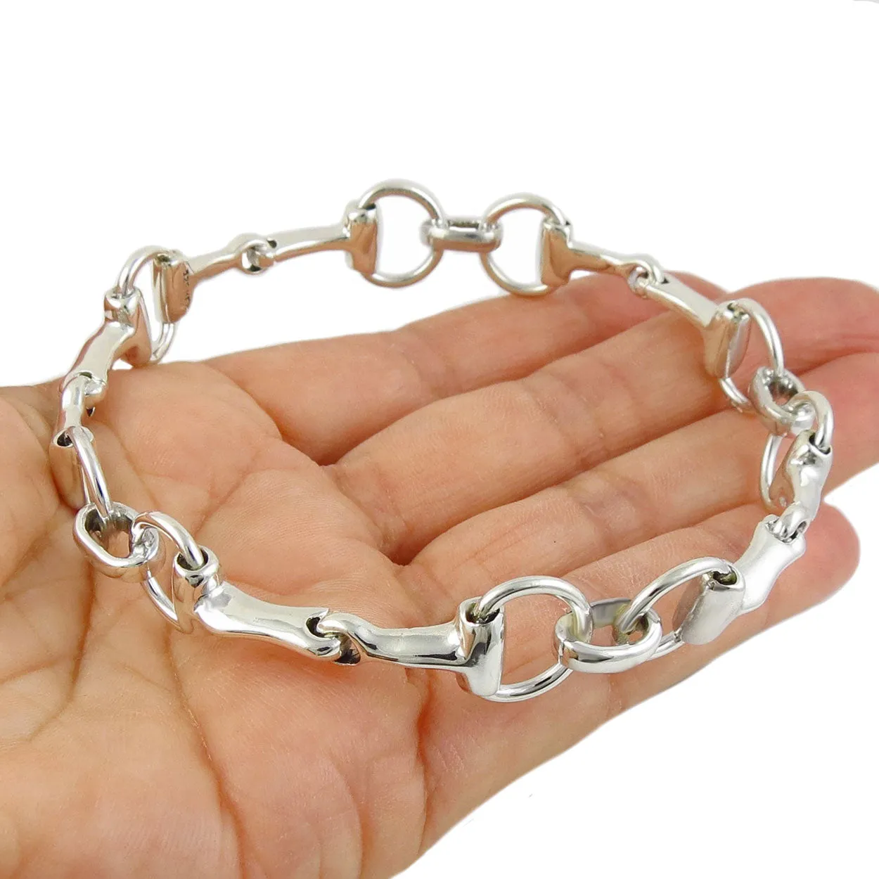 Large Horsebit Snaffle 925 Sterling Silver Bangle