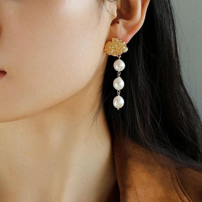 Lava Artisan Series-Pearl Earrings