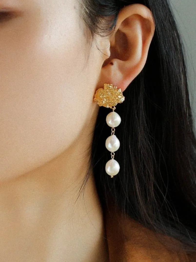 Lava Artisan Series-Pearl Earrings