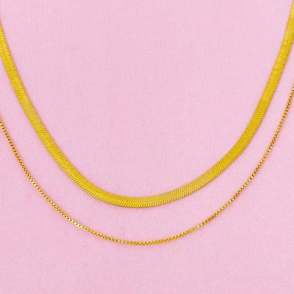 Layered Herringbone Chain Necklace