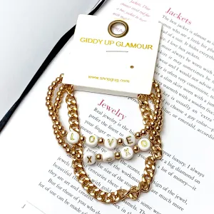 Love You Like XOXO Layered Chain Bracelet in Gold