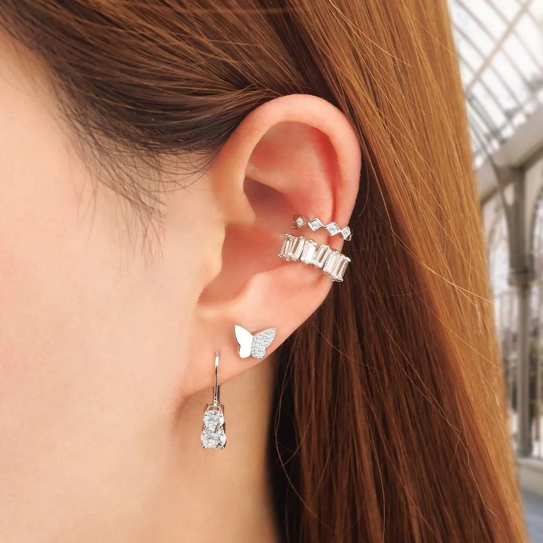 Luxurious Crystal Baguette Ear Cuff (Silver)