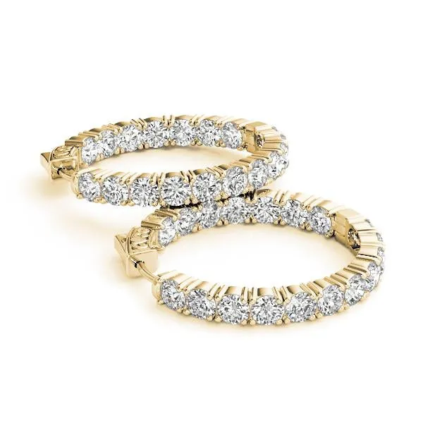 Luxurious Round Diamond Hoop set in 14k Gold(10.00ct TW)-1.4"