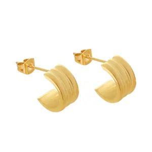 Luxurious Small C-Shaped Earrings with 18K Gold Plating